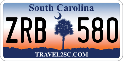 SC license plate ZRB580