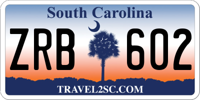 SC license plate ZRB602