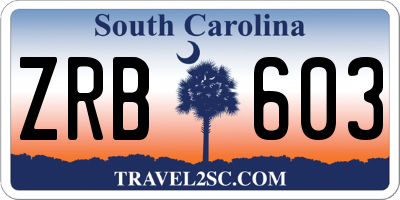 SC license plate ZRB603