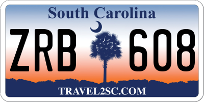 SC license plate ZRB608