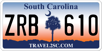 SC license plate ZRB610