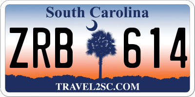 SC license plate ZRB614
