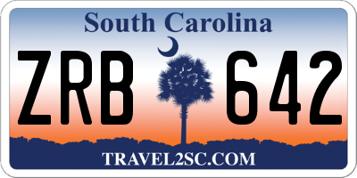 SC license plate ZRB642