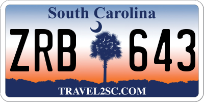 SC license plate ZRB643