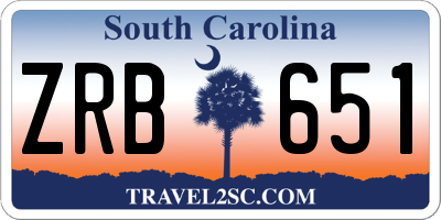 SC license plate ZRB651