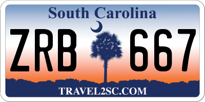 SC license plate ZRB667