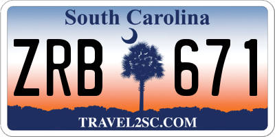 SC license plate ZRB671