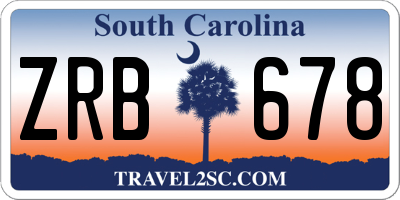 SC license plate ZRB678