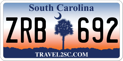 SC license plate ZRB692
