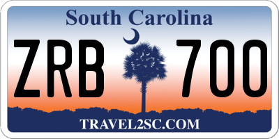 SC license plate ZRB700