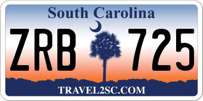 SC license plate ZRB725