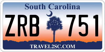 SC license plate ZRB751