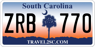 SC license plate ZRB770