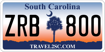 SC license plate ZRB800