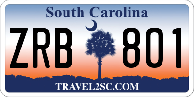 SC license plate ZRB801