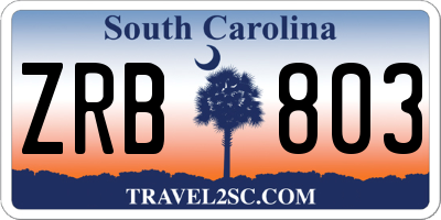 SC license plate ZRB803