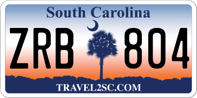 SC license plate ZRB804