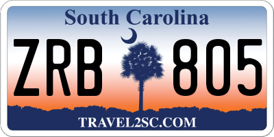 SC license plate ZRB805