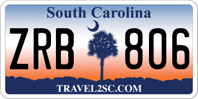 SC license plate ZRB806