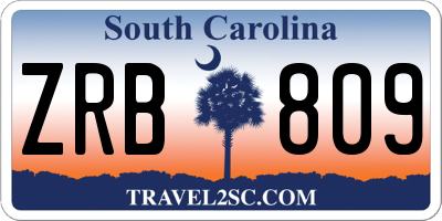 SC license plate ZRB809