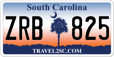 SC license plate ZRB825