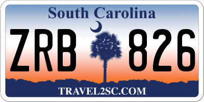 SC license plate ZRB826