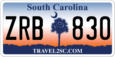 SC license plate ZRB830