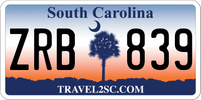 SC license plate ZRB839