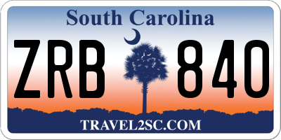 SC license plate ZRB840