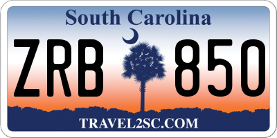 SC license plate ZRB850