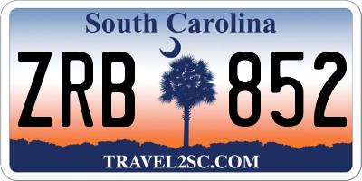 SC license plate ZRB852