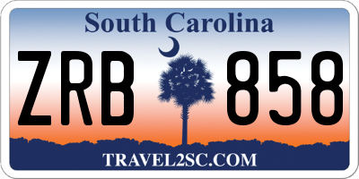 SC license plate ZRB858