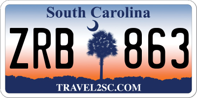 SC license plate ZRB863