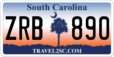 SC license plate ZRB890