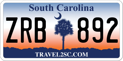SC license plate ZRB892