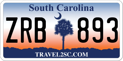 SC license plate ZRB893