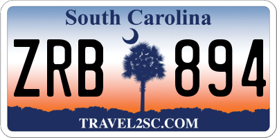 SC license plate ZRB894