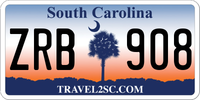 SC license plate ZRB908