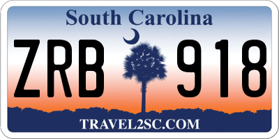 SC license plate ZRB918