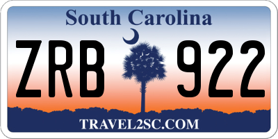 SC license plate ZRB922