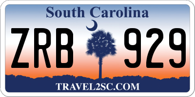 SC license plate ZRB929