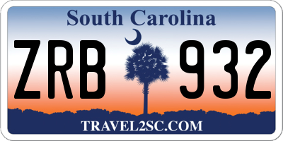 SC license plate ZRB932