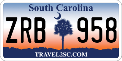 SC license plate ZRB958