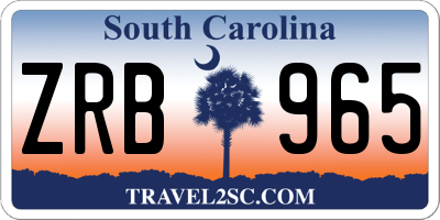 SC license plate ZRB965