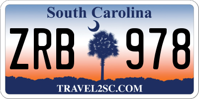 SC license plate ZRB978