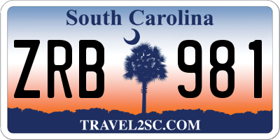 SC license plate ZRB981