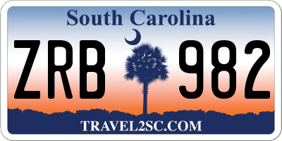 SC license plate ZRB982