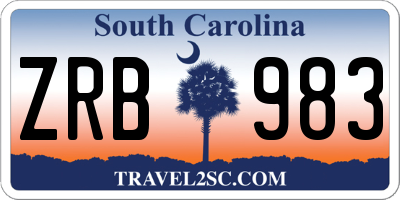 SC license plate ZRB983