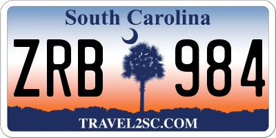 SC license plate ZRB984