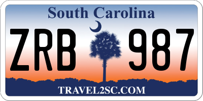 SC license plate ZRB987